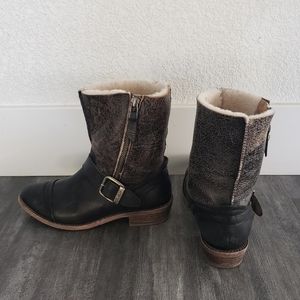 Black Brown Koolaburra Duarte Leather Moto Boot